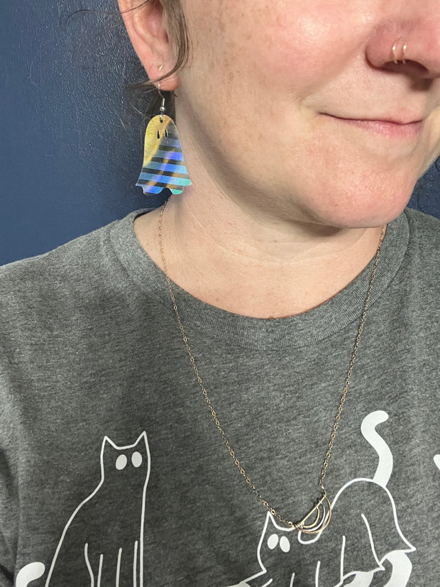 REFLECTIVE TRANSPARENT GHOST - Faux Leather Earrings by Brandy Bell Design