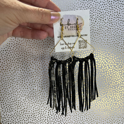 ASH  - Leather Earrings   ||  <BR> METALLIC GOLD NORTHERN LIGHTS ON BLACK