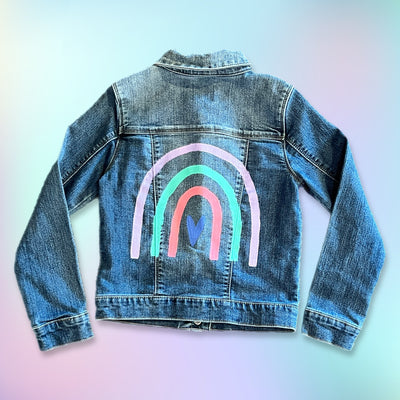 UPCYCLED Hand-Painted Denim Jacket by  Brandy Bell - LITTLE GIRLS SIZE 7