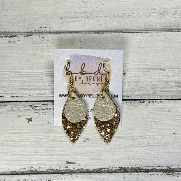 JEAN -  Leather Earrings  ||  <BR>SHIMMER GOLD, <BR>GOLD GLITTER (FAUX LEATHER)