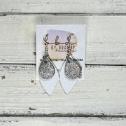 JEAN -  Leather Earrings  ||   <BR> SHIMMER GRAY, <BR> MATTE WHITE