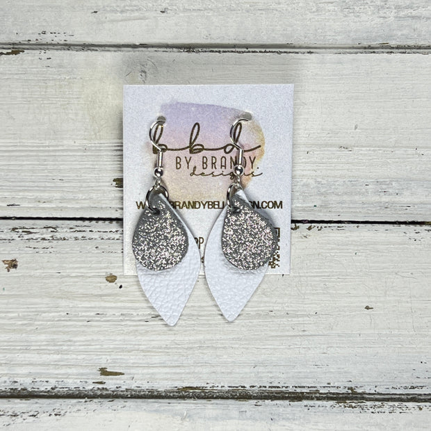 JEAN -  Leather Earrings  ||   <BR> SHIMMER GRAY, <BR> MATTE WHITE