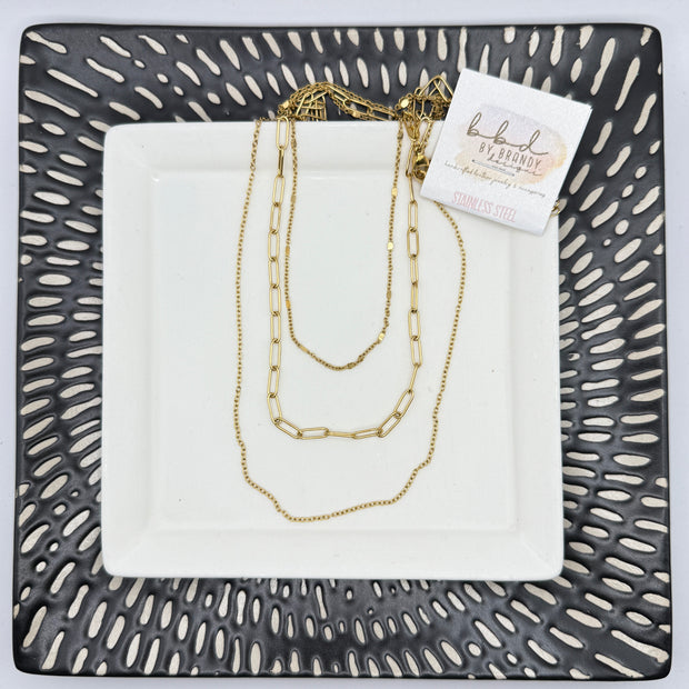 3 LAYER NECKLACE- Stainless Steel- 18k gold plated Necklace