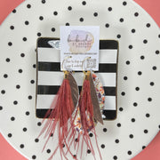 GRACIE  - Leather Earrings   ||  <BR> RUST FEATHER, <BR> METALLIC ROSE GOLD SMOOTH, <BR> AUTUMN FLORAL