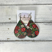 ZOEY (3 sizes available!) -  Leather Earrings  ||   FAUX EMBROIDERY CHRISTMAS FLORAL