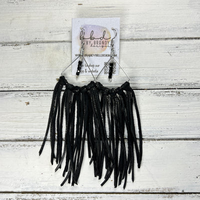 ASH  - Leather Earrings   ||  <BR> BLACK SANDS (WITH BEADS)