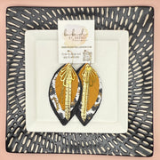 SUEDE + STEEL *Limited Edition* COLLECTION || <BR>  GOLD BRASS DESIGN + CHAINS, <BR> MUSTARD/BLACK LEATHERS  (* please note: these earrings are a bit heavier than our typical earrings due to the variety of layers)