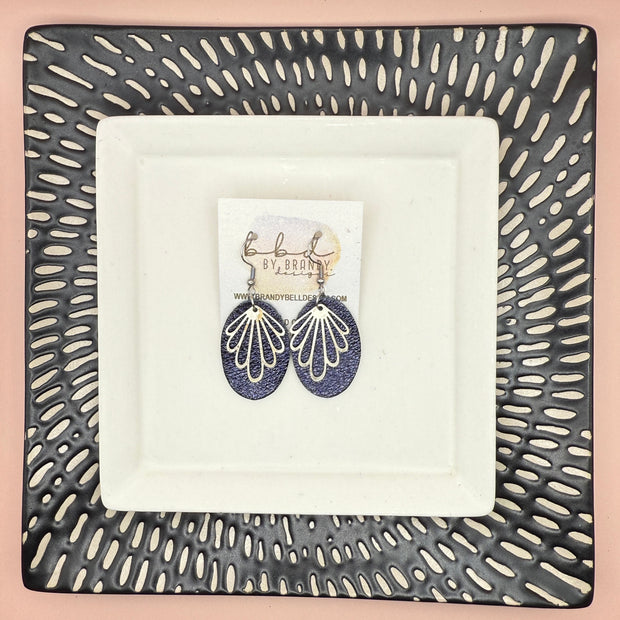 SUEDE + STEEL *Limited Edition* COLLECTION || <BR>  SILVER BRASS DESIGN, <BR>METALLIC NAVY PEBBLED
