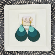 LINDSEY -  Leather Earrings  || <BR> MATTE ROBINS EGG BLUE, <BR> MATTE TEAL, <BR> MATTE DARK TEAL