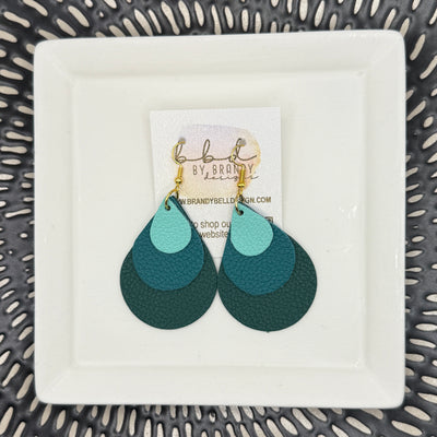 LINDSEY -  Leather Earrings  || <BR> MATTE ROBINS EGG BLUE, <BR> MATTE TEAL, <BR> MATTE DARK TEAL