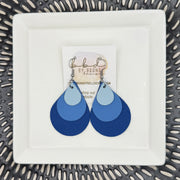 LINDSEY -  Leather Earrings  || <BR> MATTE LIGHT BLUE,<BR> MATTE PERIWINKLE BLUE, <BR>, MATTE COBALT BLUE