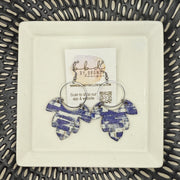 IVY  - Leather Earrings   ||  <BR> COBALT BRUSHSTROKES (CORK ON LEATHER)