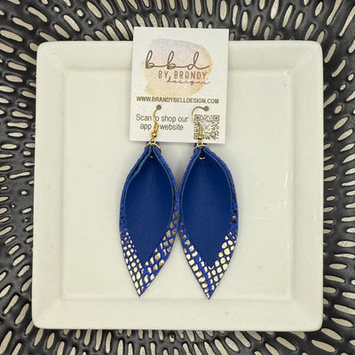ALLIE -  Leather Earrings  ||   <BR> COBALT BLUE, <BR> BLUE WITH METALLIC GOLD PYTHON