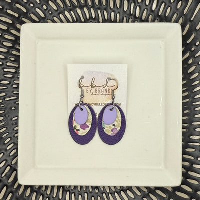 DIANE -  Leather Earrings  ||  <BR>MATTE LILAC SMOOTH, <BR> PETITE PINK & PURPLE FLORAL, <BR> MATTE PURPLE