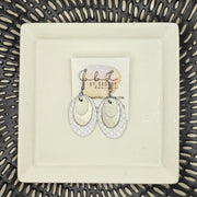 DIANE -  Leather Earrings  || <BR> PEARL WHITE, <BR> METALLIC CHAMPAGNE SMOOTH, <BR>, MATTE WHITE COBRA