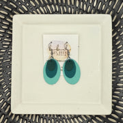 DIANE -  Leather Earrings  || <BR> MATTE DARK TEAL, <BR> MATTE TEAL, <BR> MATTE ROBINS EGG BLUE