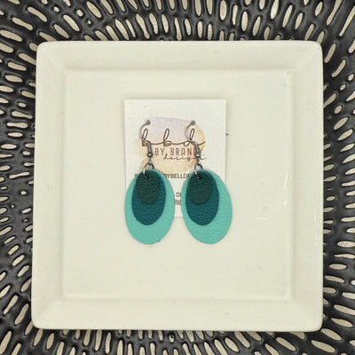 DIANE -  Leather Earrings  || <BR> MATTE DARK TEAL, <BR> MATTE TEAL, <BR> MATTE ROBINS EGG BLUE