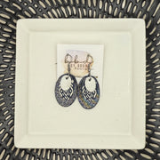 DIANE -  Leather Earrings  || <BR> PEARL WHITE, <BR> NAVY SHIBORI, <BR> SHIMMER NAVY