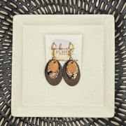 DIANE -  Leather Earrings  ||   <BR> PEARLIZED PINK, <BR> ROSE GOLD ON BLACK PAISLEY, <BR> PEARLIZED BROWN