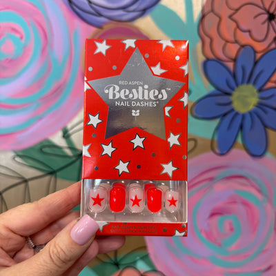 RED ASPEN NAIL DASHES- All American Besties, Astrid (Short Square)