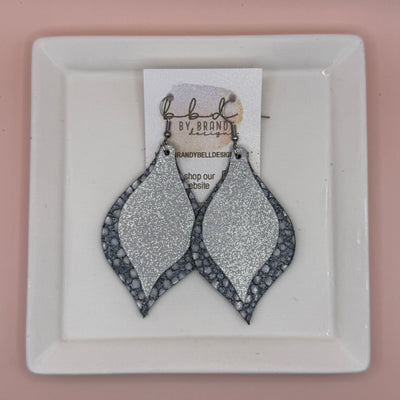 EVE -  Leather Earrings  ||  <BR> SHIMMER SILVER, <BR> GRAY STINGRAY