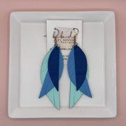 ANDY -  Leather Earrings  || <BR> MATTE COBALT BLUE, <BR> MATTE CAROLINA BLUE,  <BR> MATTE AQUA SMOOTH
