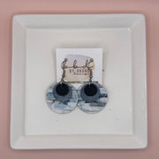 GRAY -  Leather Earrings  ||  <BR> MATTE NAVY BLUE, <BR> SHIMMER NAVY, <BR> BLUE SURF PAINT STROKES
