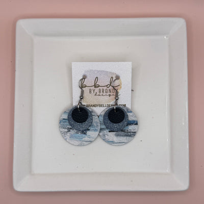 GRAY -  Leather Earrings  ||  <BR> MATTE NAVY BLUE, <BR> SHIMMER NAVY, <BR> BLUE SURF PAINT STROKES