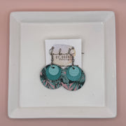 GRAY -  Leather Earrings  ||  <BR> AQUA SAFFIANO, <BR> PEARLIZED AQUA, <BR> PINK PALMS