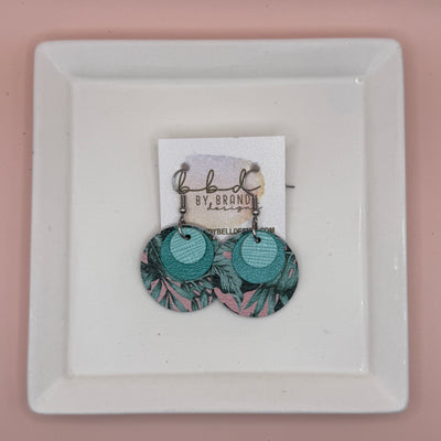 GRAY -  Leather Earrings  ||  <BR> AQUA SAFFIANO, <BR> PEARLIZED AQUA, <BR> PINK PALMS
