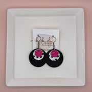 GRAY -  Leather Earrings  ||  <BR> MATTE NEON PINK, <BR> BLACK & WHITE CHEETAH, <BR> SHIMMER BLACK