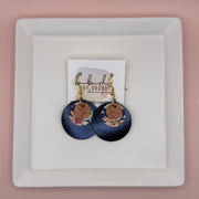 GRAY -  Leather Earrings  ||  <BR> PEACH BRAID, <BR> FLORAL ON NAVY, <BR> METALLIC NAVY SMOOTH