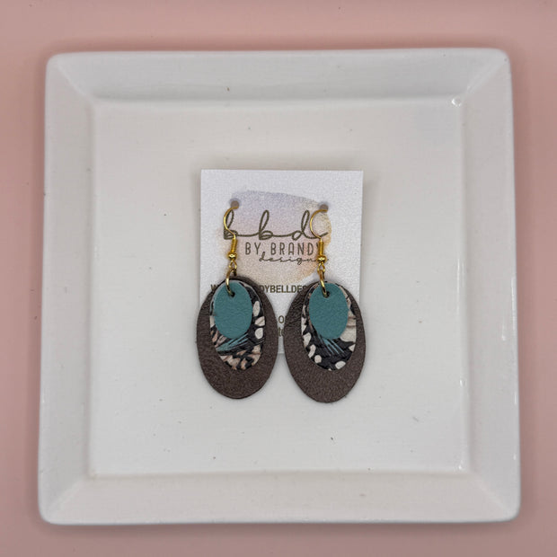 DIANE -  Leather Earrings  || <BR> DUSTY AQUA, <BR> BUTTERFLY WINGS, <BR> PEARLIZED BROWN