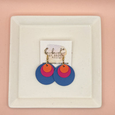 GRAY -  Leather Earrings  ||  <BR> NEON ORANGE SAFFIANO, <BR> MATTE NEON PINK, <BR> MATTE PERIWINKLE