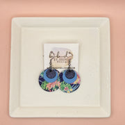 GRAY -  Leather Earrings  ||  <BR> METALLIC NAVY PEBBLED, <BR> MATTE CAROLINA BLUE, <BR> TROPICAL FLORAL ON NAVY