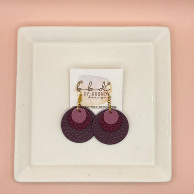 GRAY -  Leather Earrings  ||  <BR> MATTE MAUVE, <BR> MATTE MAGENTA, <BR> MATTE PLUM