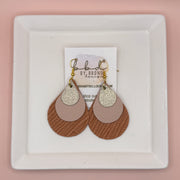 LINDSEY -  Leather Earrings  ||  <BR> SHIMMER ROSE GOLD, <BR> MATTE BLUSH PINK, <BR> PEACH PALMS
