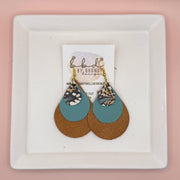LINDSEY -  Leather Earrings  ||  <BR> BUTTERFLY WINGS, <BR> DUSTY AQUA, <BR> PEARLIZED TOPAZ