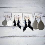 ACRYLIC EARRINGS || <BR> BLACK BATS (SMALL 2.5” LONG)