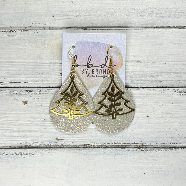 SUEDE + STEEL *Limited Edition* COLLECTION || Leather Earrings ||  <br> ORNATE METAL CHRISTMAS TREE || <br> SHIMMER ROSE GOLD