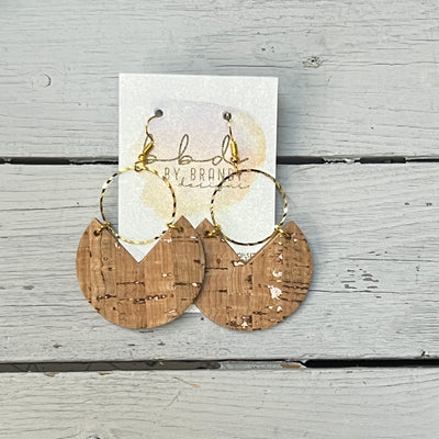 ERIN  - Leather Earrings   ||  <BR> NATURAL CORK WITH ROSE GOLD ACCENTS