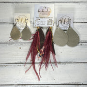 GRACIE  - Leather Earrings   ||  <BR> RUST FEATHER, <BR> METALLIC ROSE GOLD SMOOTH, <BR> AUTUMN FLORAL