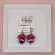 COWBOY DISCO BALLS - HANDMADE EARRINGS ||  PINK HAT + LIGHT PINK DISCO BALL