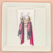 STEVIE - Leather Earrings  || (*2 SIZES AVAILABLE) BUBBLEGUM PINK GLITTER (FAUX LEATHER), MATTE LAVENDER, METALLIC LIGHT PINK PEBBLED, MATTE NEON PINK (CHOOSE CHAIN FINISH)