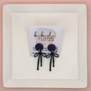 GLITTER STUD WITH RIBBON ||  PURPLE GLITTER (BLACK)