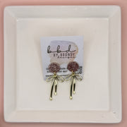 GLITTER STUD WITH RIBBON ||  ROSE GOLD GLITTER (GOLD)