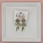 GLITTER STUD WITH RIBBON ||  GOLD GLITTER (GOLD)