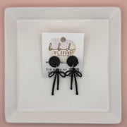 GLITTER STUD WITH RIBBON ||  BLACK GLITTER (BLACK)