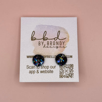 Poppy (10mm) - Glitter Stud Earrings *thicker, glitter on cork - CHUNKY BEJEWELED