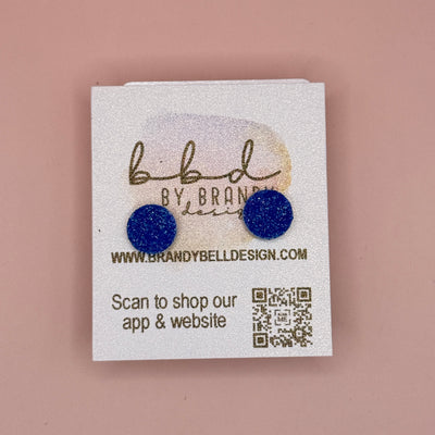 Poppy (10mm) - Glitter Stud Earrings *thicker, glitter on cork - FINE COBALT BLUE